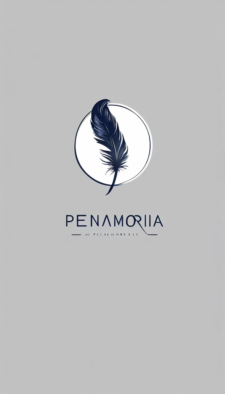 A minimal, modern, simple, cinematic logo design for the brand “Penamemoria". Create a modern, minimalistic, high-quality, logo of a feather that convey a sense of memories and dreams