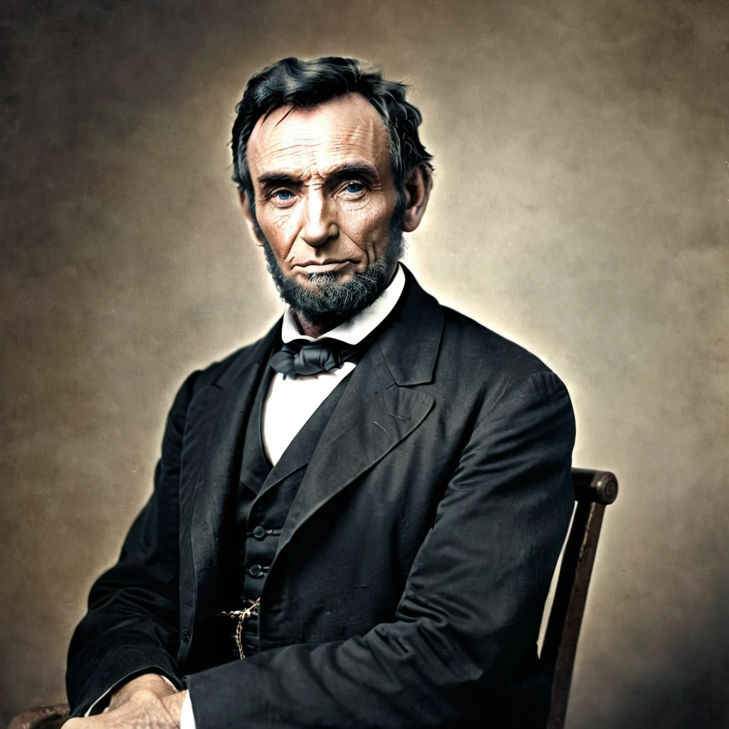 arafed image of a man in a suit and tie, a colorized photo by Robert Jacobsen, shutterstock, stuckism, abraham lincoln, portrait of abraham lincoln, mathew brady photo, presidential portrait, historic portrait, tone mapped william-adolphe, platon, the president, handsome man, lee bermejo, official photo, hugh jackman portrait