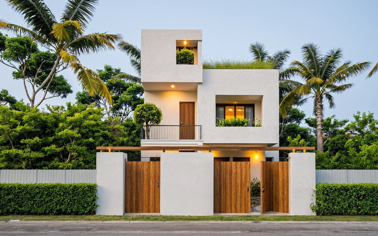 head of&#39;artwork, High quality, best quality, authentique, Great detail, En plein air, villa de plain-piedXL, groupe aiai, style de maison moderne dans la rue ,stairs, white wall ,road,pavement, grass, trees, sky, nuvens, (day light:1.1)
