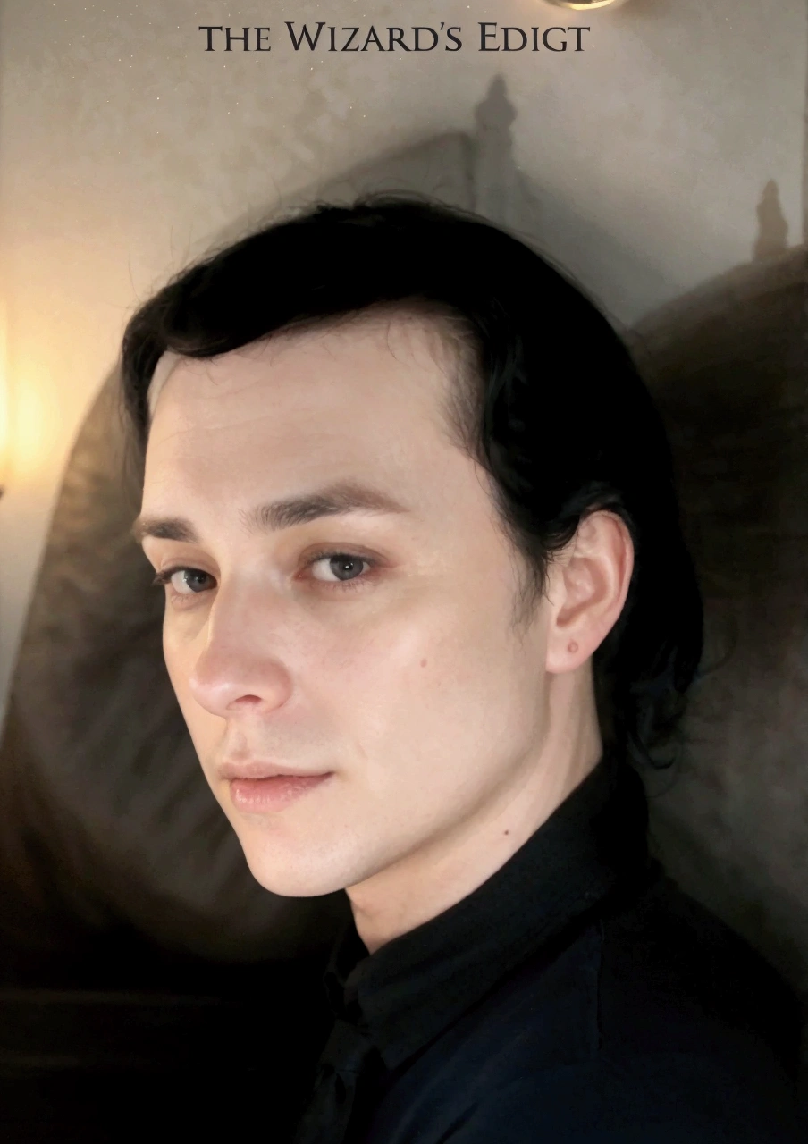 40 year old man with black hair, pale, caucastian, lit from beneath.