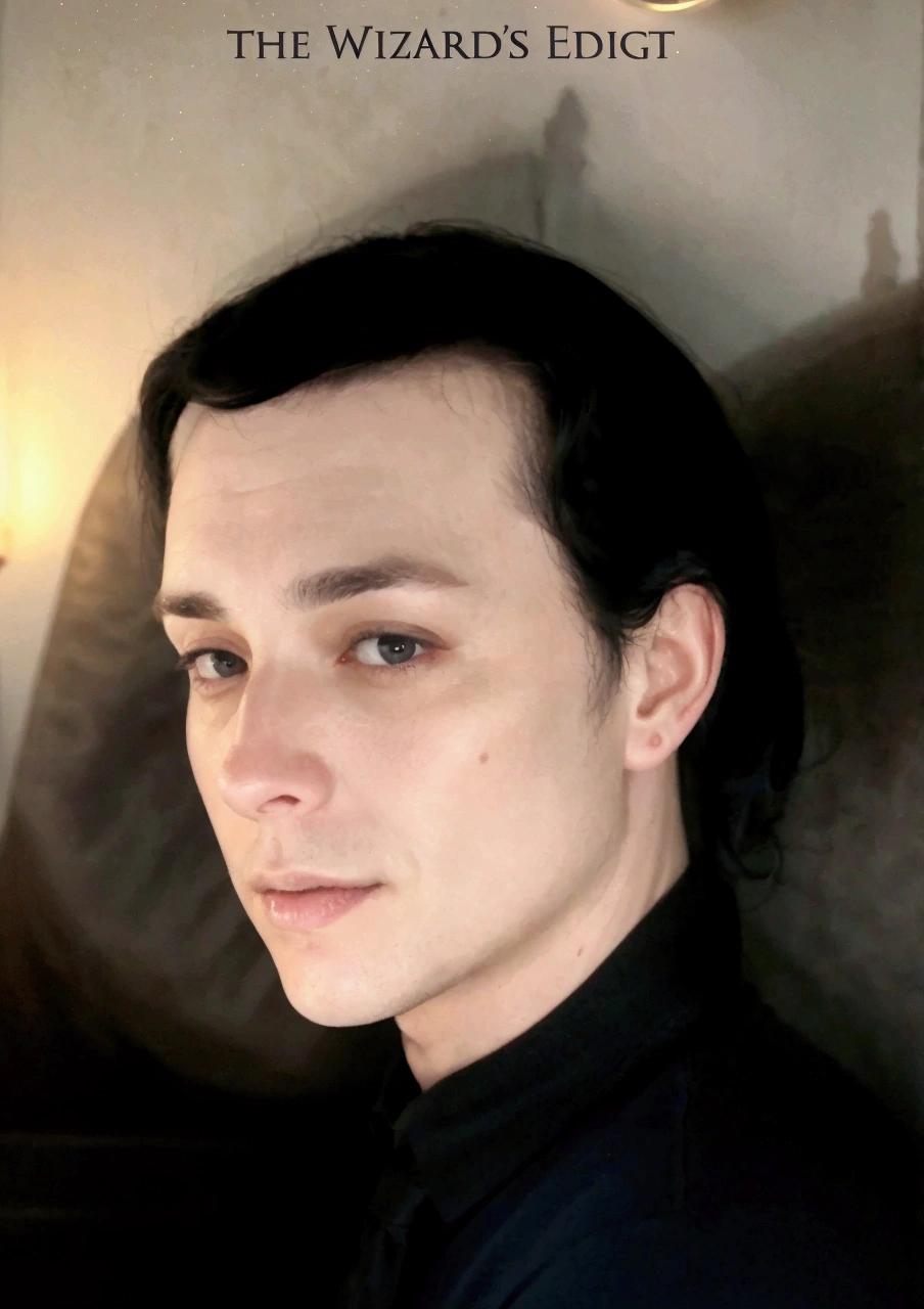40 year old man with black hair, pale, caucastian, lit from beneath shadows on face.