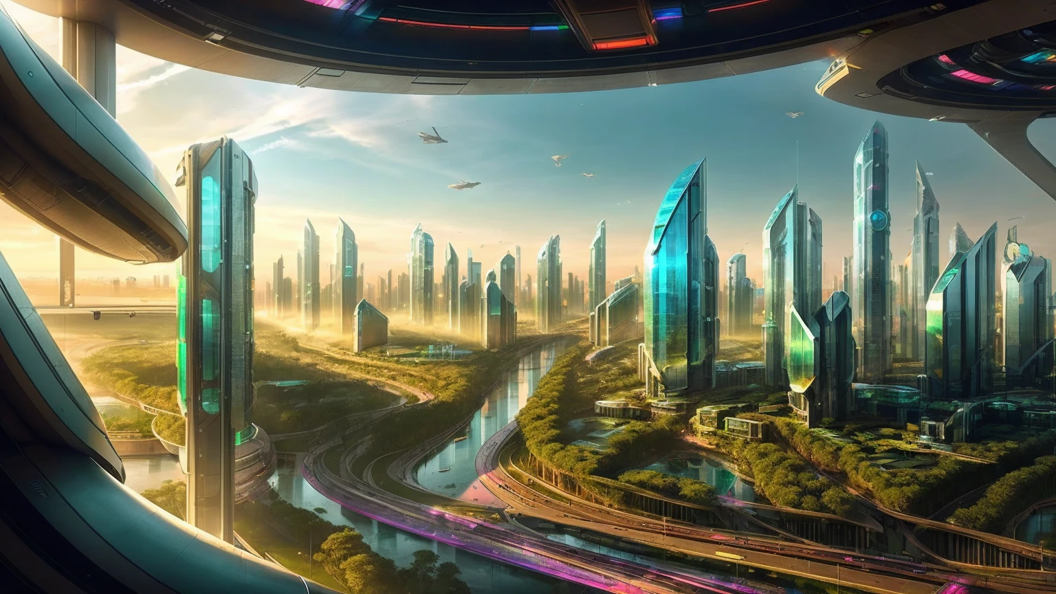 (Best quality,4K,8K,A high resolution,Masterpiece:1.2),Ultra-detailed,(Realistic,Photorealistic,photo-realistic:1.37),Futuristic floating city,Futuristic technology,Huge urban high-tech tablet platform,Airship,Floating in the sky,Futuristic city,Small airships around,High-tech hemispherical platform,Colorful lights,Advanced architecture,modernn architecture,skyscrapper,Access the cloud,Scenic beauty,view over city,Impressive design,Blend seamlessly with nature,energetic and vibrant atmosphere,Futuristic transportation system,Parking is suspended,Transparent path,Lush greenery,Sky gardens,cascading waterfalls,Magnificent skyline,reflections on the water,Sparkling river,Architectural innovation,futuristic skyscrapers,Transparent dome,The shape of the building is unusual,Elevated walkway,Impressive skyline,Glowing lights,Futuristic technology,Minimalist design,Scenic spots,Panoramic view,Cloud Piercing Tower,Vibrant colors,epic sunrise,epic sunset,Dazzling light display,magical ambiance,The future city,Urban Utopia,LuxuryLifestyle,Innovative energy,sustainable development,Smart city technology,Advanced infrastructure,Tranquil atmosphere,Nature and technology live in harmony,Awesome cityscape,Unprecedented urban planning,Architecture connects seamlessly with nature,High-tech metropolis,A cutting-edge engineering marvel,The future of urban living,Visionary architectural concept,Energy-efficient buildings,Harmony with the environment,A city floating above the clouds,Utopian dreams become reality,The possibilities are endless,State-of-the-art transportation network,Green energy integration,Innovative materials,Impressive holographic display,Advanced communication system,Breathtaking aerial view,Quiet and peaceful environment,Modernist aesthetics,Ethereal beauty