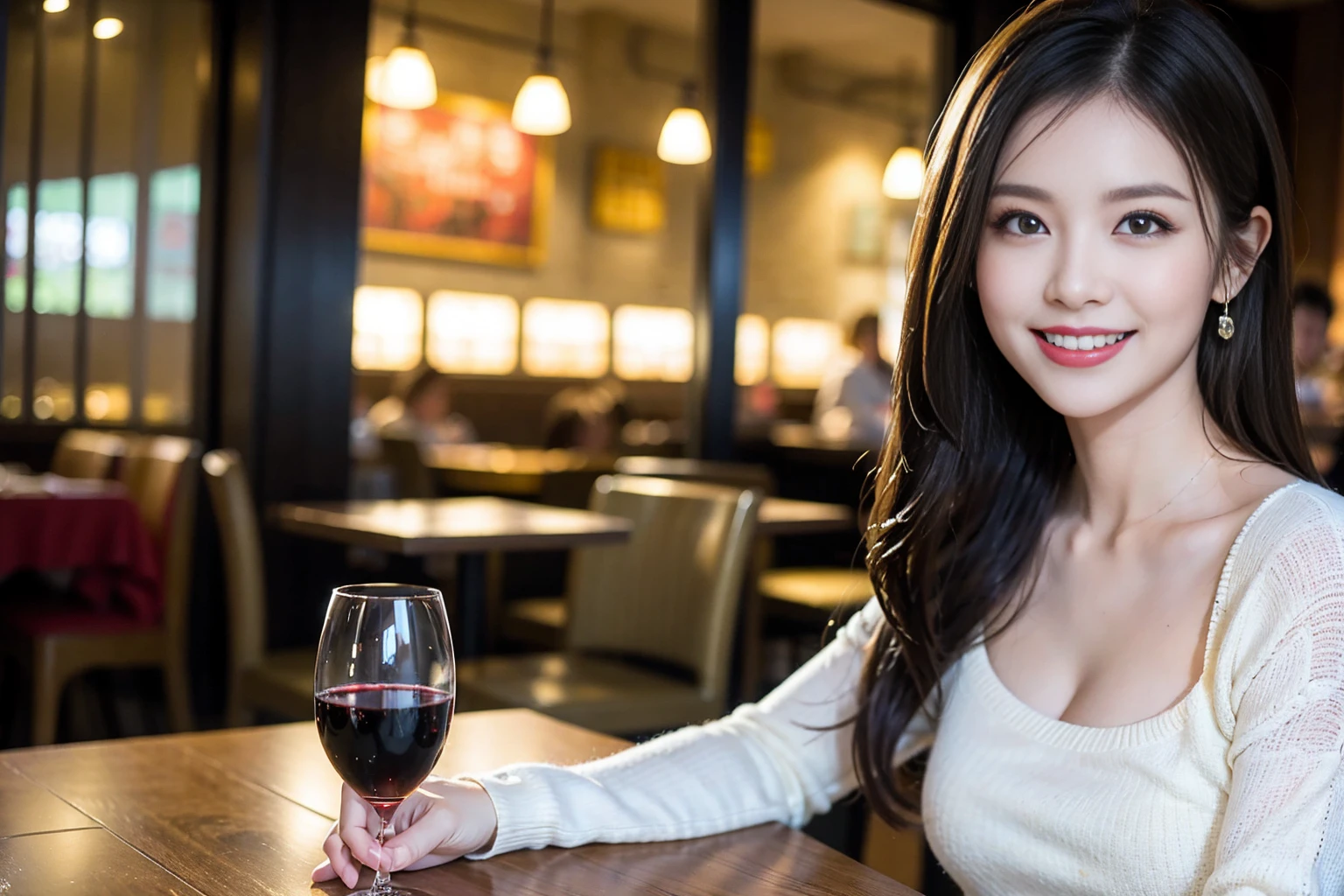 ((Highest quality、8k、masterpiece:1.3))、Shortcuts、cute、slimカップル、modelカップル、actress男優、(Realistic, Intricate details:1.2), full-course dinner、Wine Party、Amazing view of the sunset sky and clouds、A bright smile、short hair,Bright Face、45 years old), 42 years old, red wine 、Appetizers、Italian food、Wine bottle、Champagne、sparkling wine、Two beauties、Brown Hair、Shortcuts、Long sleeve shirt、dress、Beautiful woman 1, (slimな顔), (The body is slim), (Brown Hair), (Shortcuts), cheeks turn a little red,Attractive beauty、restaurant, In a prominent place (From the waist up) Nova Frog Style, actress, model, Upper Body, White wine, slim, wine glass, 中央に置かれたwine glass, smile, (smile: 1.15), Beautiful fine grain, Depth f/2,saturation, High Contrast, Strong light and shadow,Moist Body:1.5、3D texture、Delicate eyes、Brown Hair、The hair is very shiny、