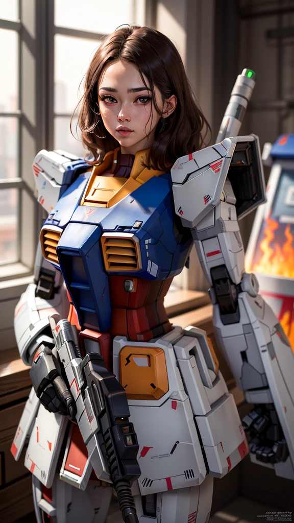 inbox\(Teddorp\), (8K, RAW photos, best quality, masterpiece:1.2), whole body, ((In a toy box with a window)),  (Beautiful and delicate face), (Beautiful and delicate eyes) ,Solitary, on the table,1 Girl,Red Cliff,Lovely,younger,
A giant (Gundam rx78 1.2) With rocket launcher and shield, In the middle of the battlefield; (Upper body 1.2), and ruins, spark, flames surround it, steel, Rusty edges, and edge wear, (extremely detailed CG unity 8K wallpaper), Practical, best quality, ((Science Fiction)), lens flare, ((Shining)), Unreal Engine, number, Style - TronLegacy-8v-B, Popular on artstation, Popular on CGsociety, complex, High Detail, dramatic, realism, Beautiful and detailed lighting, Shadow opt-6000,