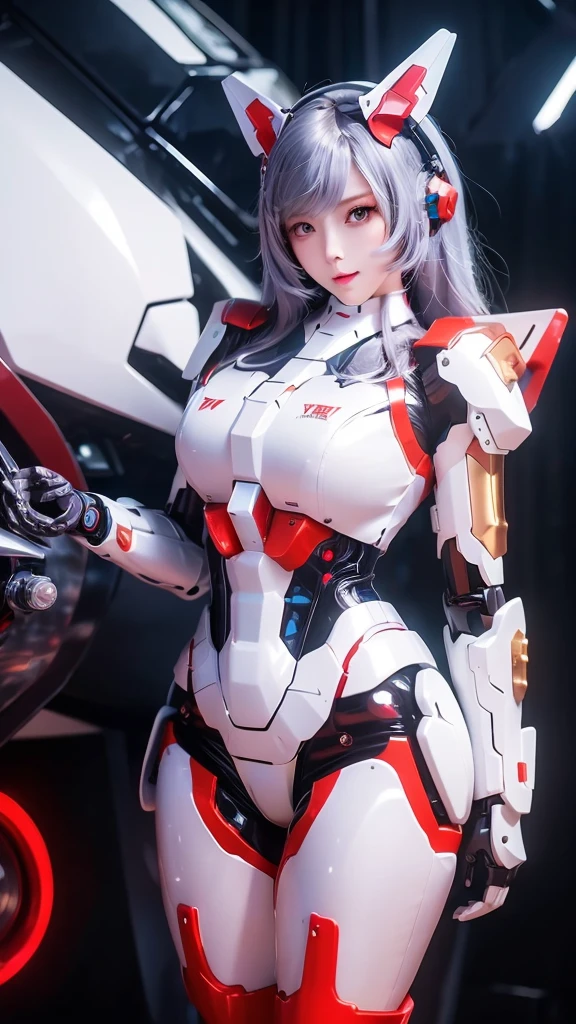 Textured Skin, Super Detail, Attention to detail, high quality, 最high quality, high resolution, 1080P, harddisk, beautiful,(Gundam girl),beautiful女人,Mecha Girl,Battle Mode,Girl with a mechanical body,She wears a futuristic Gundam mech