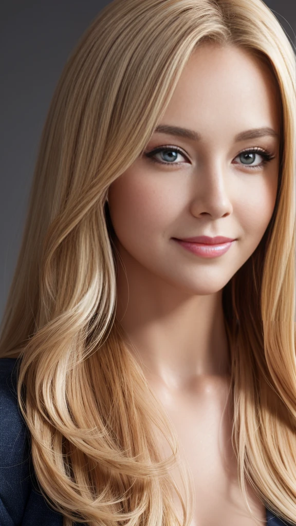Tabletop, Highest quality, Realistic, Very detailed, finely, High resolution, 8k wallpaper, One Beautiful American Woman,, Light blonde long stretchy hair,........, Sharp focus, Perfect dynamic composition, Beautiful and exquisite, Thinning hair, Detailed Realistic skin texture, smile, Close-up portrait, Model body type、president'secretary、、High heels、White shirt