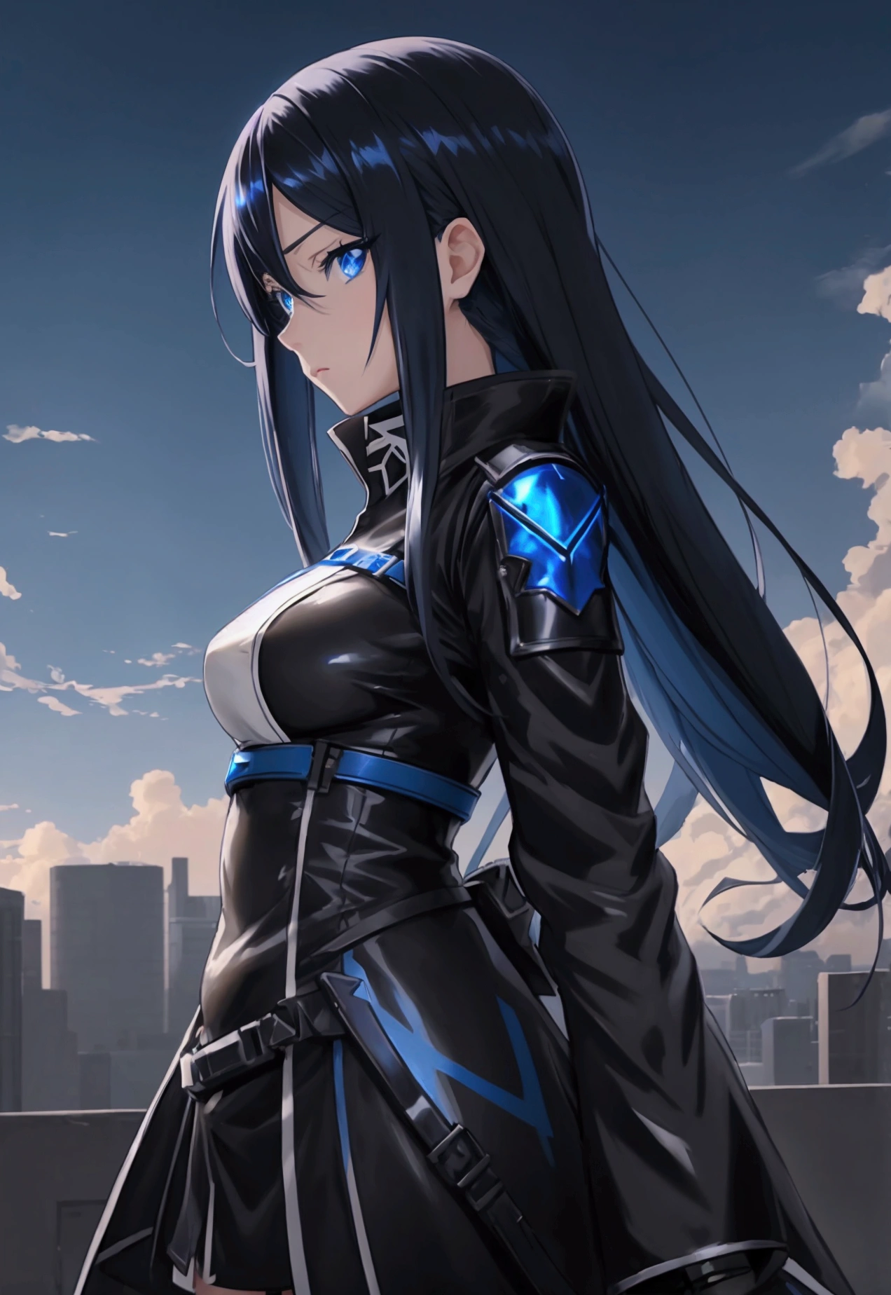 anime, anime girl, blue eyes, black hair, blue eyes, blue eyes, blue eyes, blue eyes, blue eyes, blue eyes, blue eyes,, From Arknights, epic anime style, Eyes shine everywhere, Profile picture 1024px, anime boy, digital anime illustration, anime style 4 k, detailed digital anime art, Nightcore, digital anime art