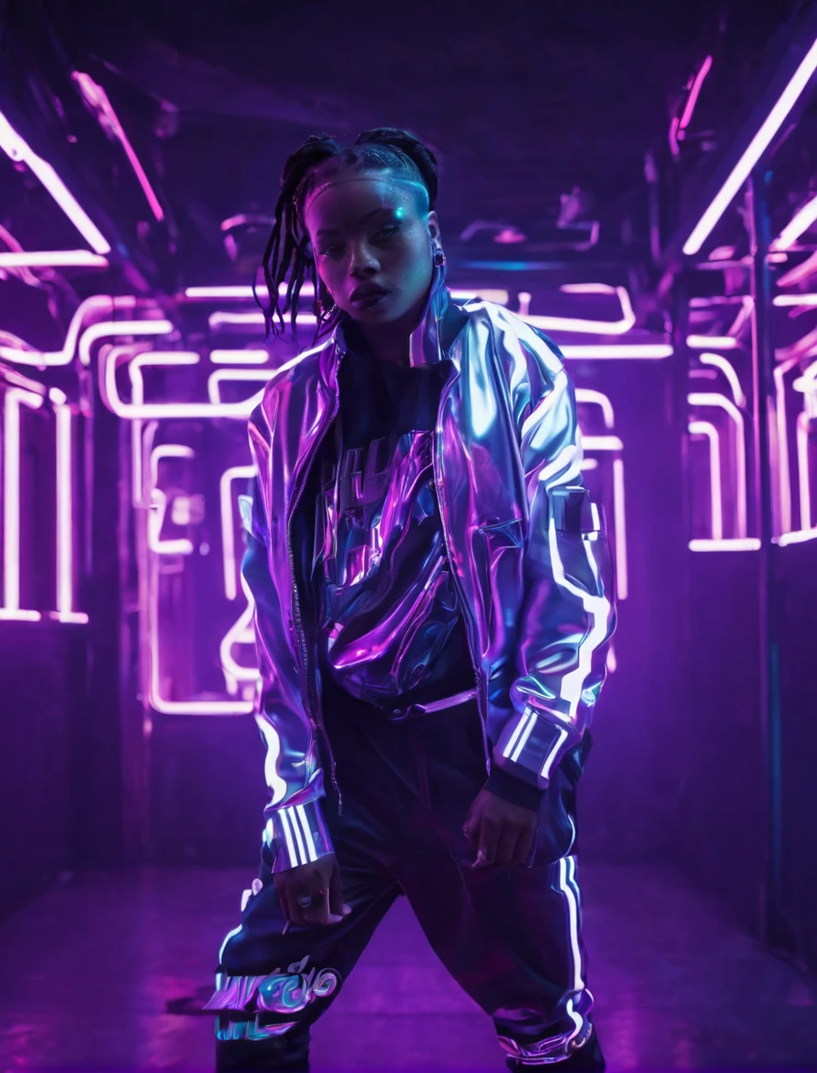 The Underground World and Rappers: Inspiration for Your Midjourney Artwork with Purple, White, and Neon Future Style
Setting:
Purple and white: These two colors represent mystery and allure (purple) and purity and modernity (white), respectively, combining harmoniously to create an intriguing underground atmosphere.
Neon lights: The bright, colorful lights characteristic of neon future style add vibrancy and appeal to the artwork.
Futuristic backdrop: Use futuristic details like hovercars, neon skyscrapers, and digital billboards to add emphasis and showcase creativity.
Characters:
Rapper: Stand out with their unique style, accessories, confident gaze, and expressive personality.
Pose: Dynamic poses that convey freedom and spontaneity or a captivating performance on stage.