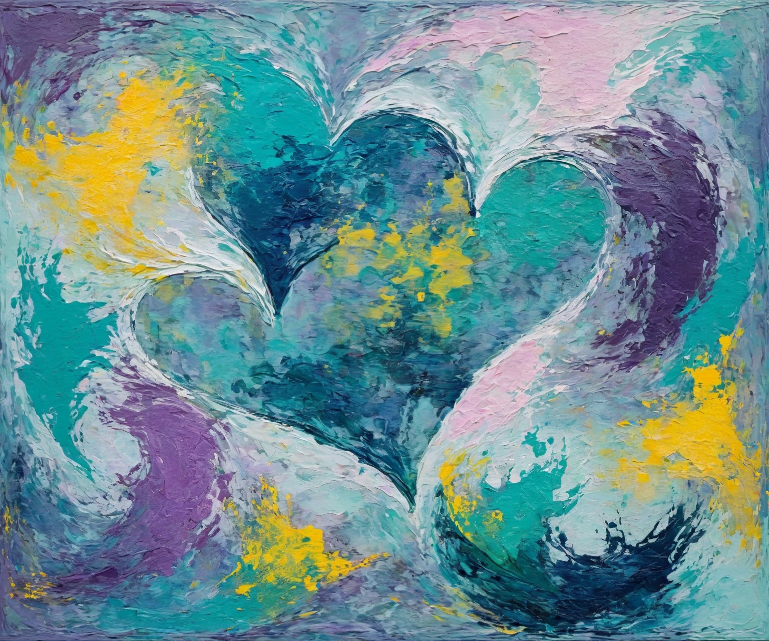 30. An abstract representation of love using cold colors and matte textures in impressionism style.