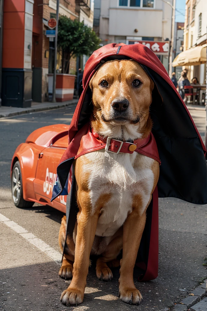 Hotdog wearing a cape