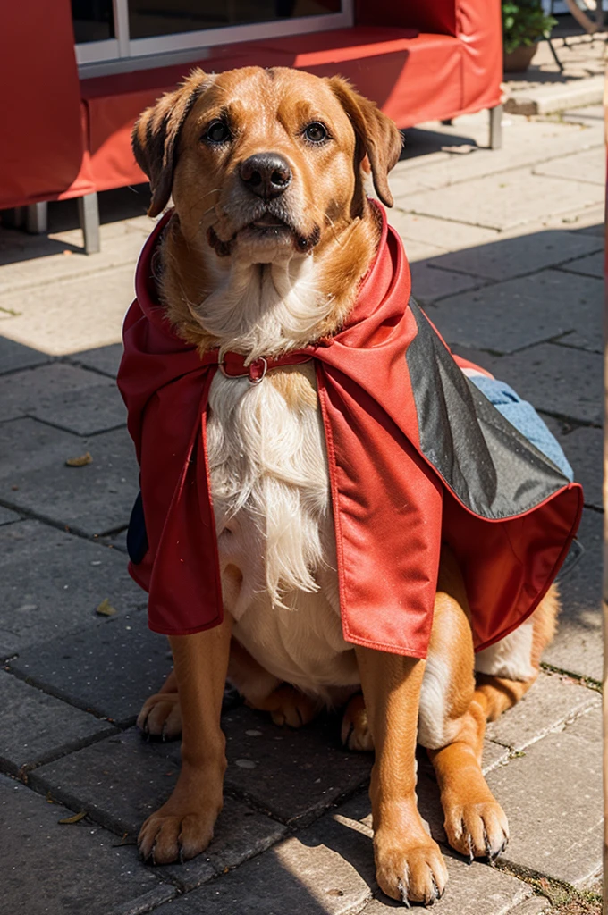 Hotdog wearing a cape