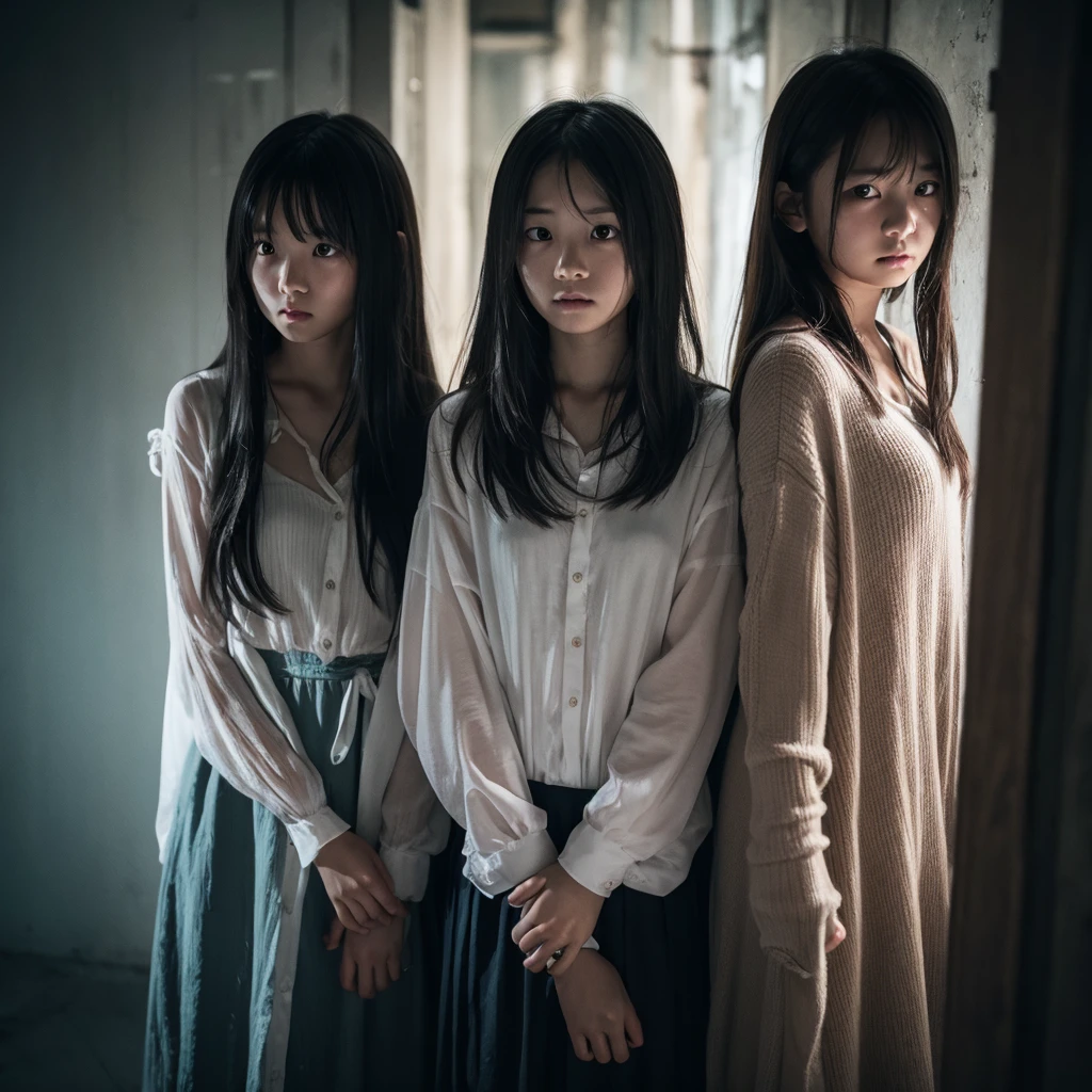 Two Girls、Horror、Dim background