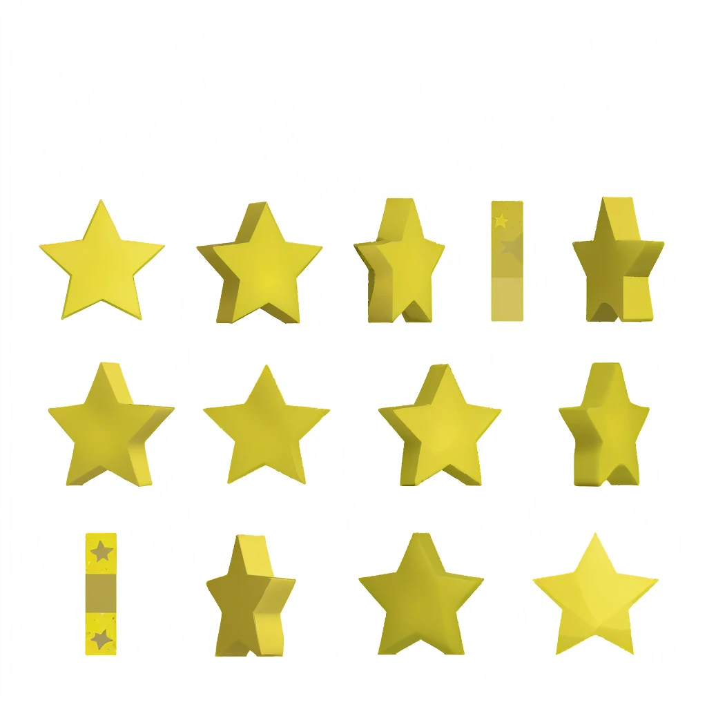 a close up of a bunch of yellow stars on a white background, stars, star, neon yellow stars, many stars, lots of stars, status icons, game icon asset, rating:g, star sharpness, volumetric shapes, michilin star, stars in background, high polygon, tiny stars, made with illustrator, on a white background