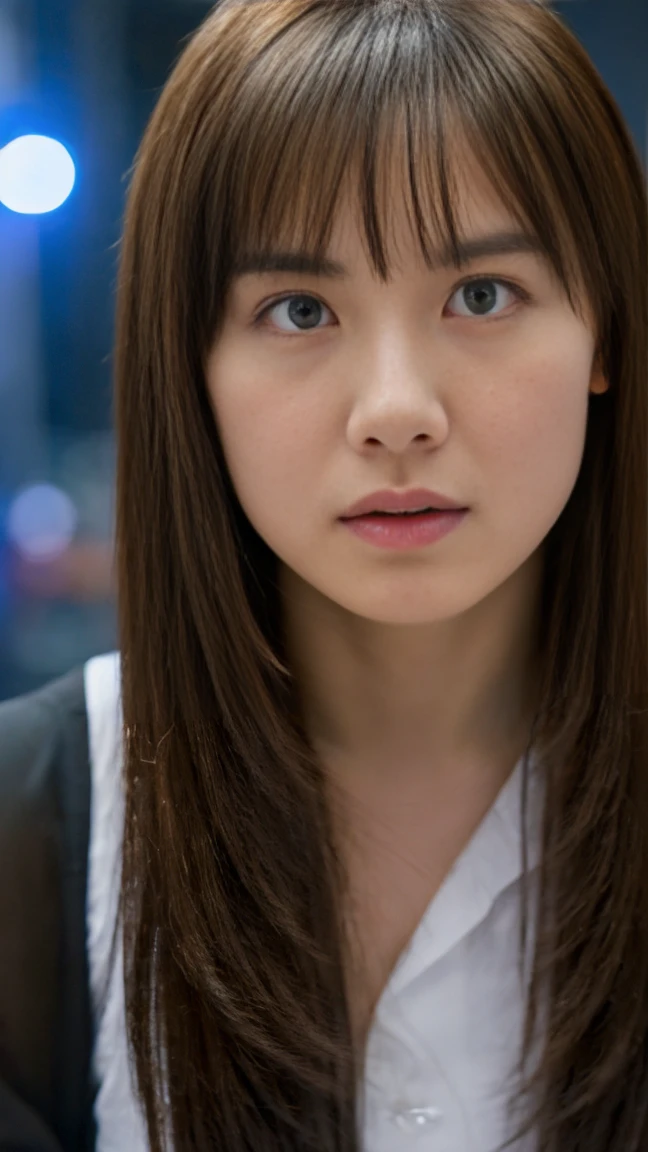 ((upper body:1.5)), ((looking at viewer:1.5)), ((look into the viewer's eyes:1.5)), BREAK ((night walk:1.5)), BREAK ((20 years old.:1.5)), (beautiful straight light brown long hair:1.7), ((asymmetrical bangs)), ((Scared:1.5)), I wear clothes, (top-quality, 16K, ​masterpiece:1.3), top quality, masterpiece, high resolution, photorealistic, (raw photo), live shooting, 16k wallpaper, perfection, professional lighting, very detailed, fine details, Hyperrealism, hyper realistic, realistic, japanese, (super detailed), (Photorealsitic:1.5), high-level image quality, very detailed, depth of field, (most beautiful), (dramatic lighting:1.2), (cinematic lighting:1.2), ambient lighting, (front lighting:1.2), highest precision, detailed fingers, detailed hands, detailed eyes, detailed skin texture, textured skin, realistic smooth soft skin, (perfect body proportion), (seductive emotion:1.3), (soft and plump thighs:1.2), (short torso:1.5), detailed face, detailed finger, clear eyes, gentle eyes, accurately drawn arms, accurate and perfect human anatomy, white and soft thighs, realistic smooth soft skin,
