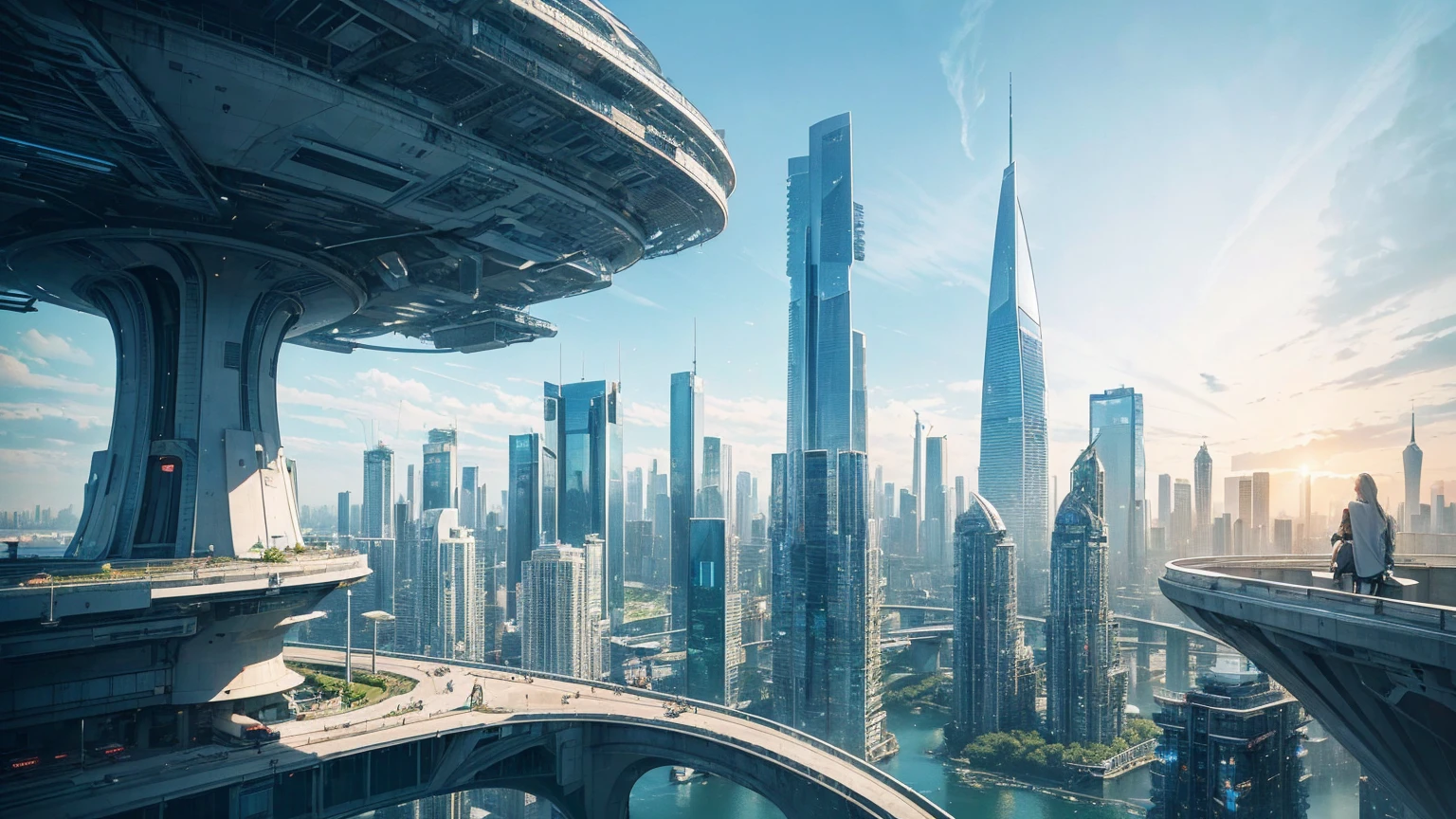 (Best quality,4K,8K,A high resolution,Masterpiece:1.2),Ultra-detailed,(Realistic,Photorealistic,photo-realistic:1.37),Futuristic floating city,Futuristic technology,Huge urban high-tech tablet platform,Airship,Floating in the sky,Futuristic city,Small airships around,High-tech hemispherical platform,Colorful lights,Advanced architecture,modernn architecture,skyscrapper,Access the cloud,Scenic beauty,view over city,Impressive design,Blend seamlessly with nature,energetic and vibrant atmosphere,Futuristic transportation system,Parking is suspended,Transparent path,Lush greenery,Sky gardens,cascading waterfalls,Magnificent skyline,reflections on the water,Sparkling river,Architectural innovation,futuristic skyscrapers,Transparent dome,The shape of the building is unusual,Elevated walkway,Impressive skyline,Glowing lights,Futuristic technology,Minimalist design,Scenic spots,Panoramic view,Cloud Piercing Tower,Vibrant colors,epic sunrise,epic sunset,Dazzling light display,magical ambiance,The future city,Urban Utopia,LuxuryLifestyle,Innovative energy,sustainable development,Smart city technology,Advanced infrastructure,Tranquil atmosphere,Nature and technology live in harmony,Awesome cityscape,Unprecedented urban planning,Architecture connects seamlessly with nature,High-tech metropolis,A cutting-edge engineering marvel,The future of urban living,Visionary architectural concept,Energy-efficient buildings,Harmony with the environment,A city floating above the clouds,Utopian dreams become reality,The possibilities are endless,State-of-the-art transportation network,Green energy integration,Innovative materials,Impressive holographic display,Advanced communication system,Breathtaking aerial view,Quiet and peaceful environment,Modernist aesthetics,Ethereal beauty