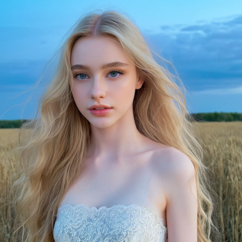((intricate details, pale skin)), solo, very detailed, detailed face, very long hair, picture of a beautiful young woman, dasha_taran, sfw, ((natural blonde hair)), High Definition RAW Photography, 16k photography, (full body), standing, delicate facial features, pretty face, detailed full body, visible from head to knees, (bright sky-blue eyes:1.2), mesmerizing eyes, emotive longing expression, (cinematic, film grain:1.1)