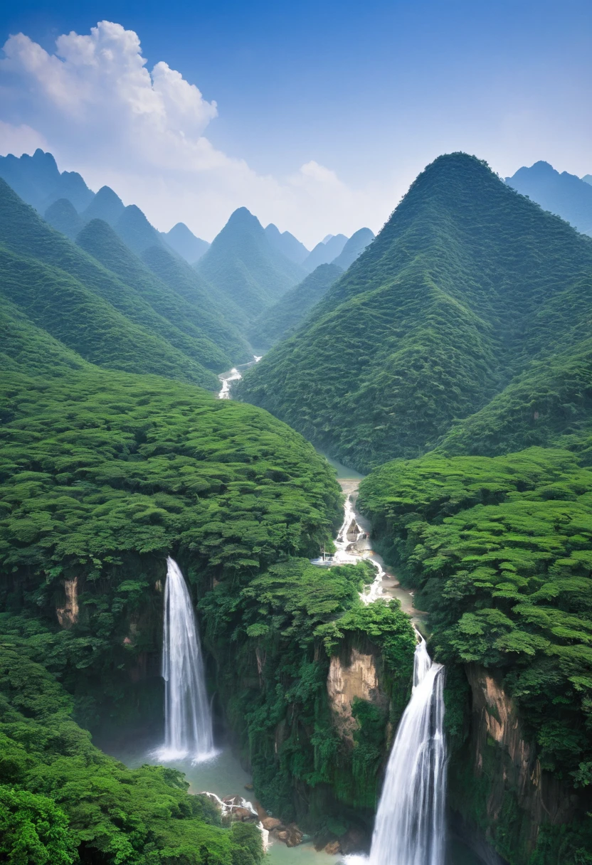 2. Mountain top scenery,There are waterfalls and pagodas in the middle, Han Gan'of paintings, CG Club Competition Champion, Fantasy Art, Fantasy Chinatown, Chinese scenery, Chinese Fantasy, Composed of trees and a dreamy valley, Ancient city landscape, Order an impressive fantasy landscape, The most magnificent scenery, Pagoda on the mountain, Mountain jungle environment, Avatar Landscape, China Village.