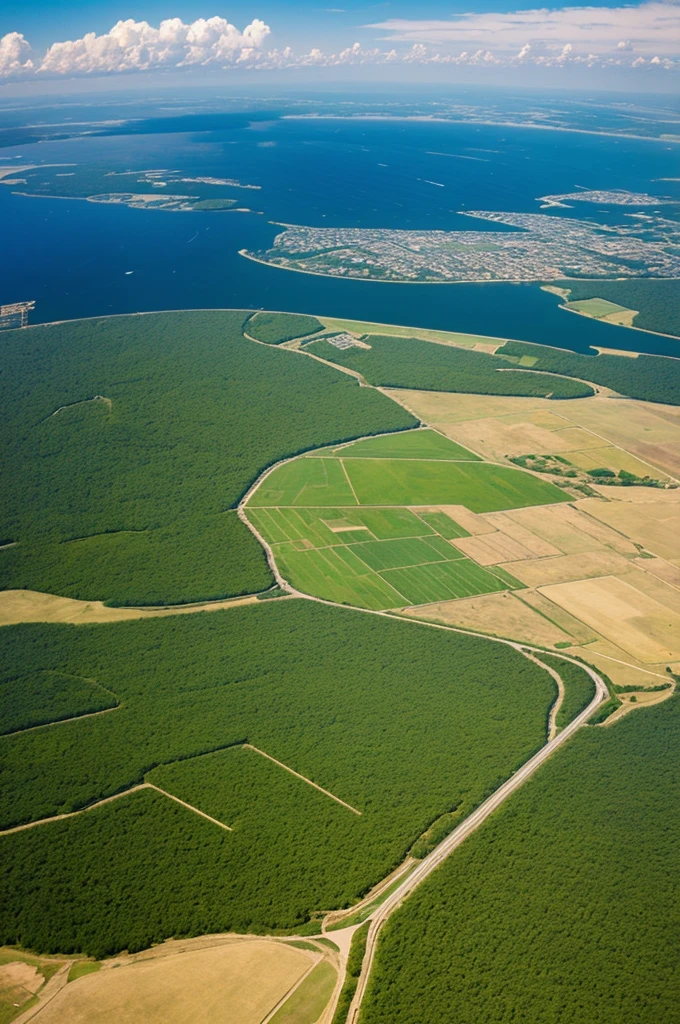 Make a beautiful land that I can see from the sky a big land