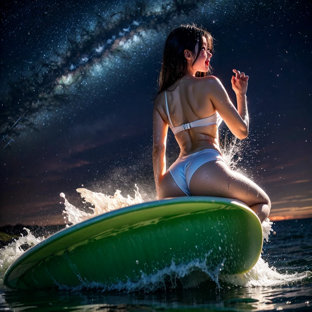 (ZoomedOut:1.28, Wide-shot) (Epic photo of surfer magazine:1.37).(Full of Water, Everything Wetted:1.6) WetHair (extremely detailed KAWAII Girl)(SparklingHighlights:1.28), Dynamic Joyful Expressions LifeLike Rendering (ManoErina:1.0) . Overflowing Gigantic Sideboob (Clearly Visible Beautiful Breast to Buttocks Line) Tiny and Roundly Butt, Detailed wet clothing texture, (Sloppy Surfboard:-1.2) Riding on waves, TyndallEffect(Starry Water Particles:1.32)