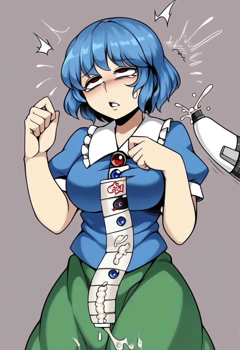 nsfw, ((Best picture quality)), ((Masterpiece)), ((Best picture quality:1.2,) ((Eight Yi Yonglin,(touhou project), mechanical_restraints, milking, 1)), ((futanari, cum)), covered with semen, ahegao, (((vulgarity)))), female ,(parted lips:1.3),(half open eyes:1.4),(feeling weak:1.5)