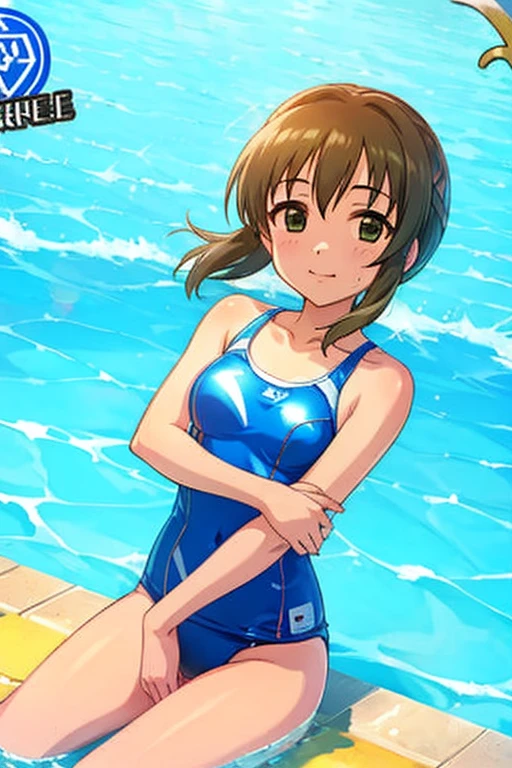 Highest quality, masterpiece, Yumi Aiba, Hajime Fujiwara,8k wallpaper, Swimsuit,The pool in question