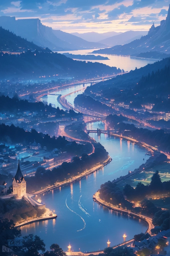 (magical pretty null blue stream overlay scene), (null), (cloud), Soft lighting, Clean background, beautiful null scenery, masterpiece, high quality, Beautiful graphics, Attention to detail,Thomas Kinkade, Art Station, Sharp focus, Inspiring 8k wallpapers, Floating castle on the lake