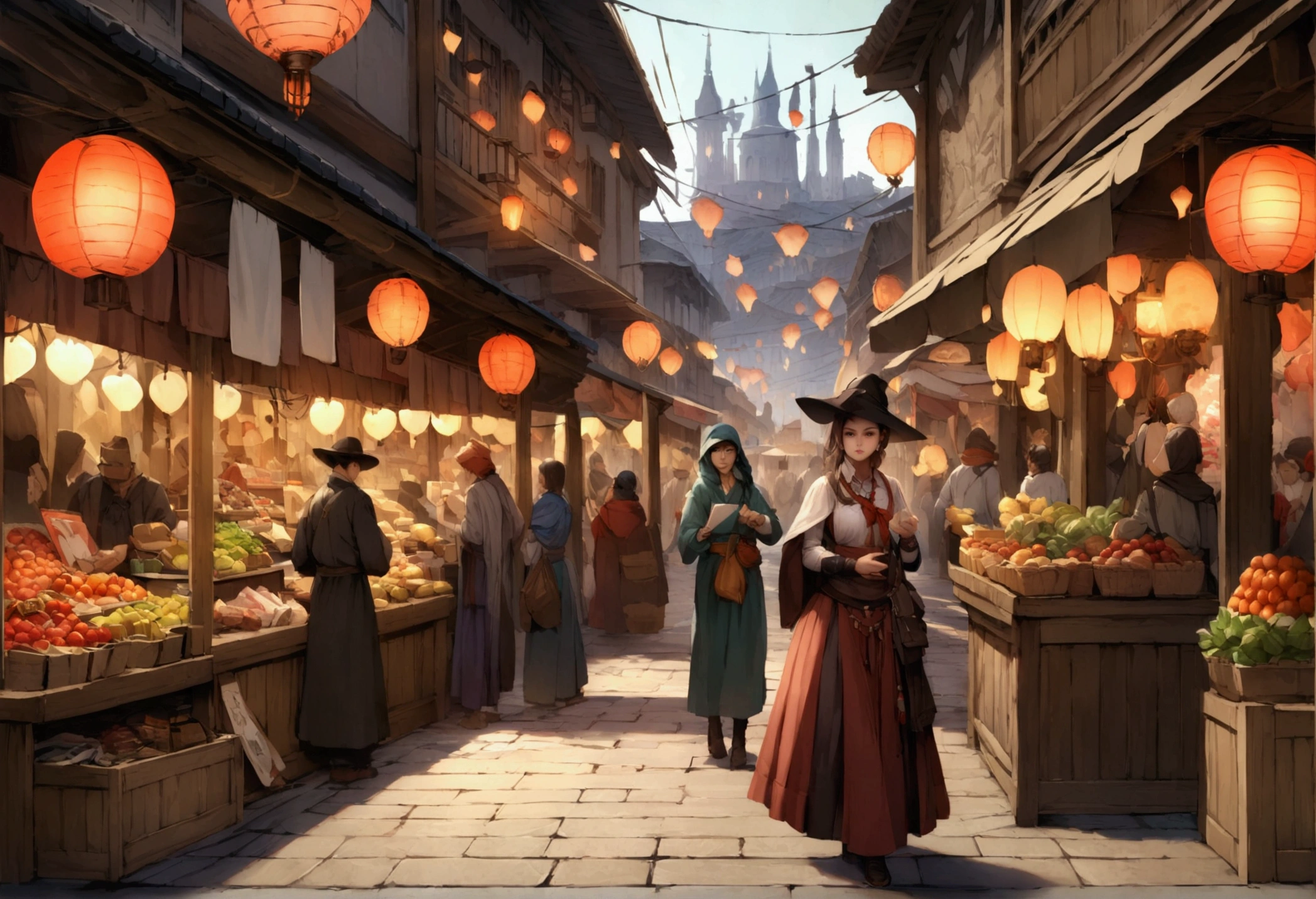 background: A bustling market in the Magic City, Creatures of various shapes and sizes object mysterious artifacts々Where to replace.
letter: Mischievous, Quick finger thief (By Keira) In the mysterious air, Steal powerful amulets from vendors' stalls.{Realistic}