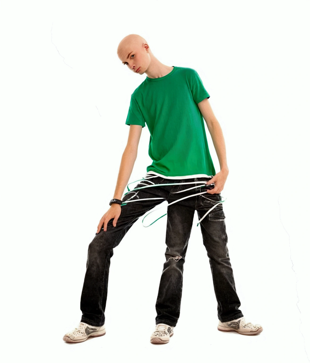 a boy character sheet, head view from different angles, eight different angles boy has black hair black eyes wearing white shirt and blue pants , masterpiece, year 2000s fashion, y2k