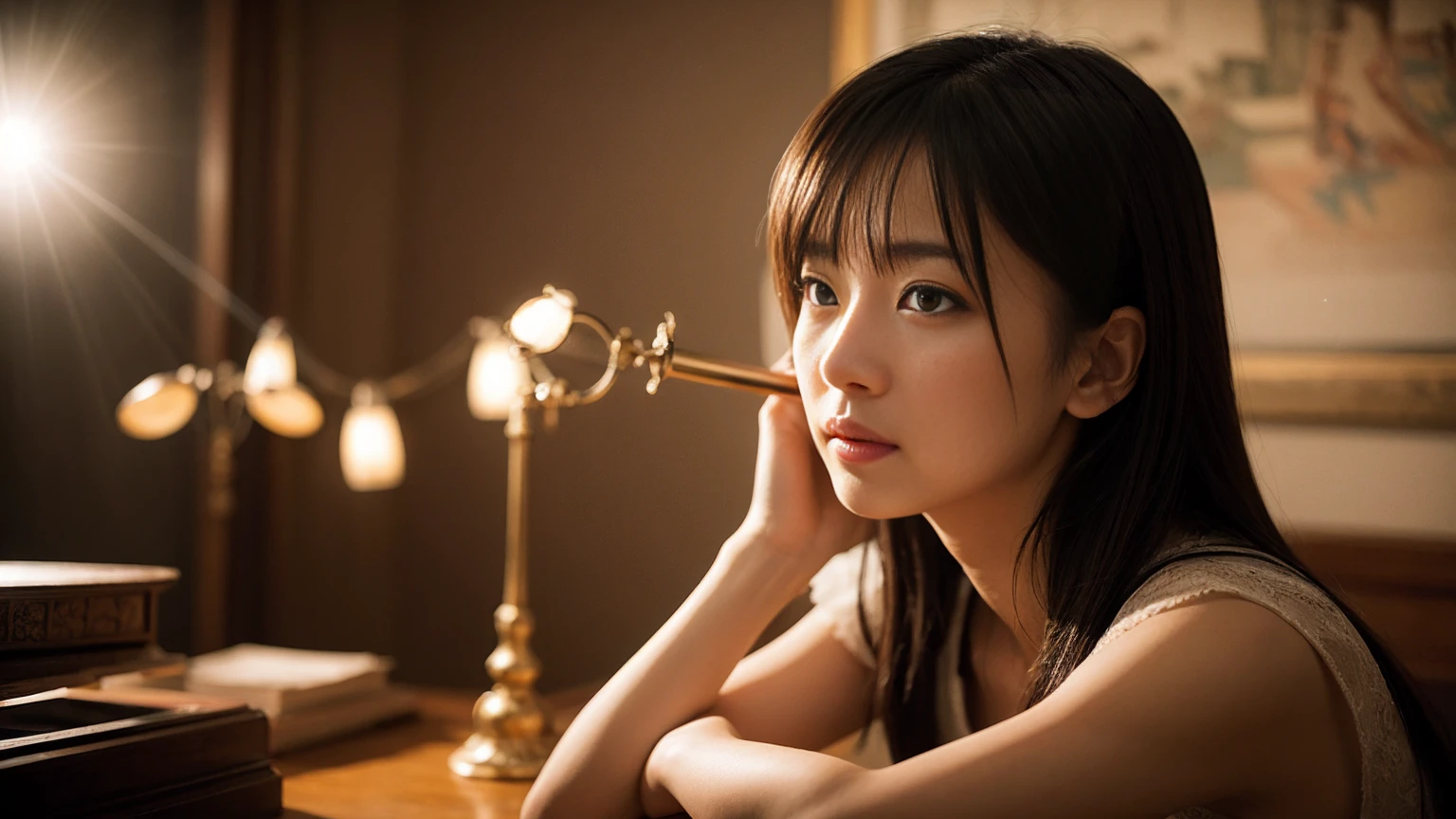 Browsing Caution,(RAW Photos, Highest quality),(Realistic, photo-Realistic:1.3),Highest quality,Very detailed,masterpiece,Very detailed,figure,One girl,upper_body,Dynamic Angle,world masterpiece theater,Messy_length_hair,Highest quality,Very detailed CG ユニティ 8k 壁紙,ink,wonderful,Cinema Lighting,lens_Flare,Dunhuang_style,