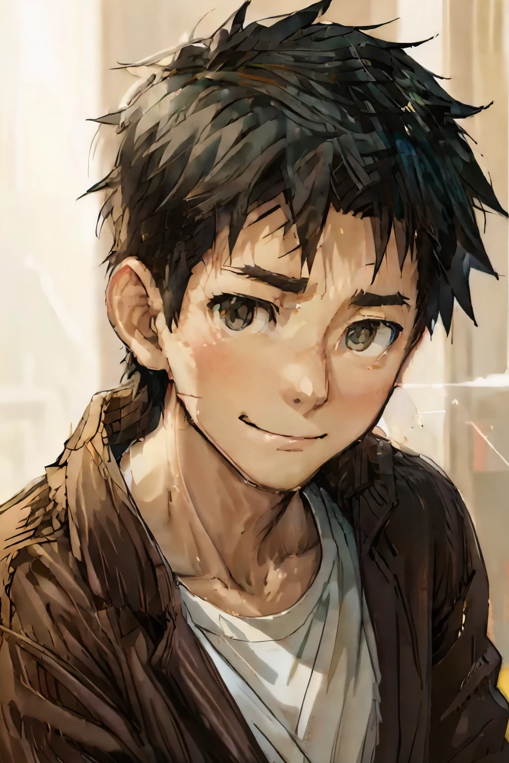 smile、No background、intelligent 、Being Calm、アニメ、middle-agedman、seems kind