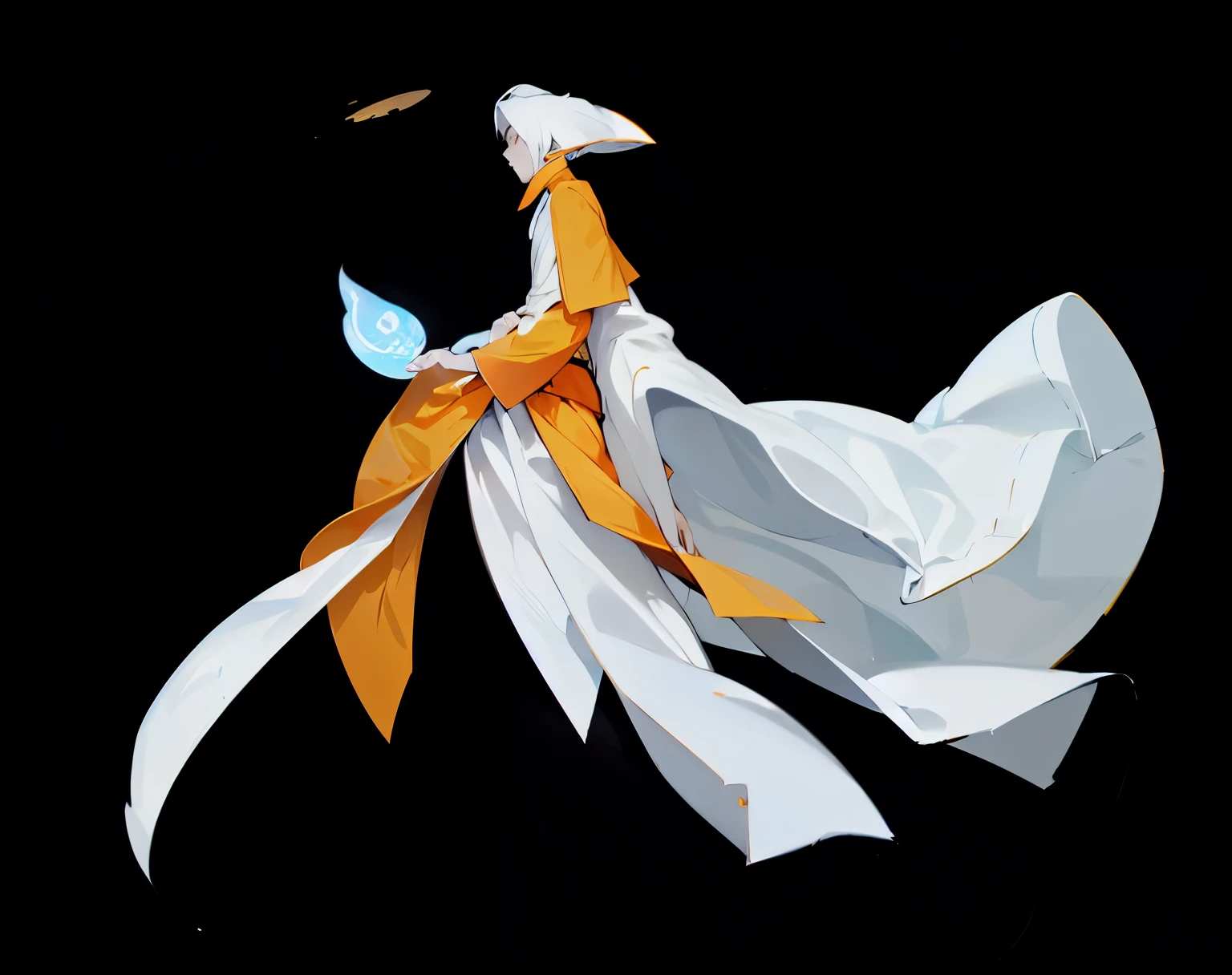 Highest quality，4K，Xian Xia ，White robe，Chinese style，Orange coat，