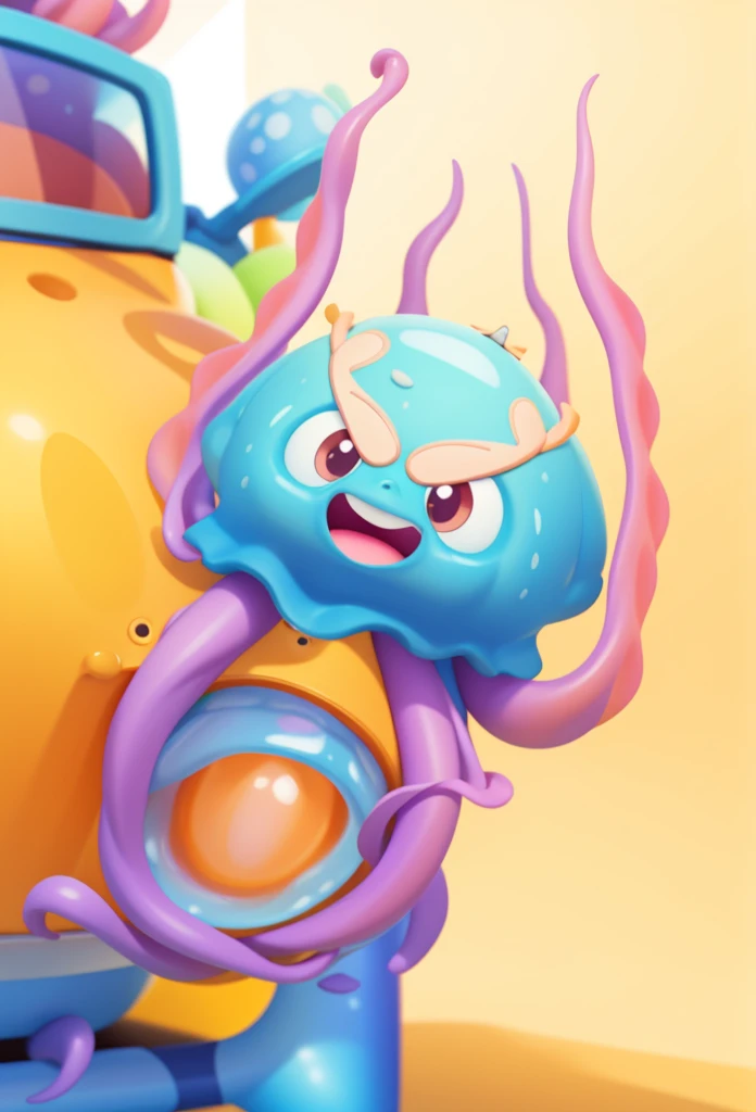 Jellyfish。一只透明的蓝色Jellyfish,Its tentacles are purple,Several tentacles ,Up or down,Octopus foot,ground,Sky,Cloud,Blue sky,Jellyfish,Isometric,xxxxxxxx cartoon 3d model,Low Poly,3D Art,C4D,octane
rendering, 3d rendering, Ray traction, Clay Materials, Pixar Trends, Animated Lighting, Depth of Field, Super Detail, Pastel colors, mockup, Clean background, Delicate gloss, Soft focus, oc, Blender, intellectual property, best quality, 8k--s 250--v 5.1
(Lovely)