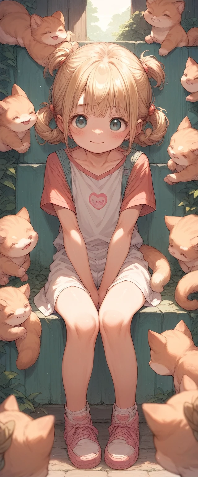 Blonde Twin tail hair Super cute cute cute cute girl Very young, very young, very young body type Being raped and violated by many men