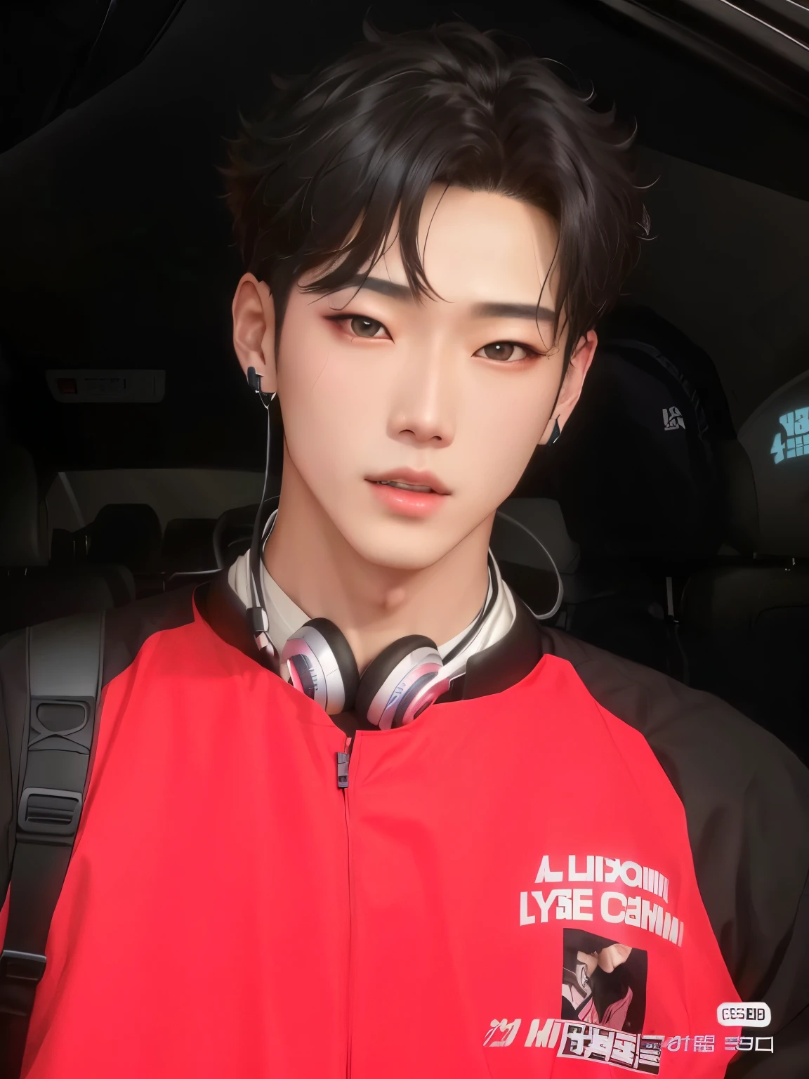 arafed man with headphones on in a car with a backpack, cai xukun, jinyoung shin, loong, kim doyoung, hyung tae, hong june hyung, yanjun chengt, taejune kim, heise jinyao, jinyoung shin aesthetic, male ulzzang, sha xi, inspired by Bian Shoumin, headshot profile picture, steve zheng, San, Choi, Choi San, Ateez, Choi San from Ateez