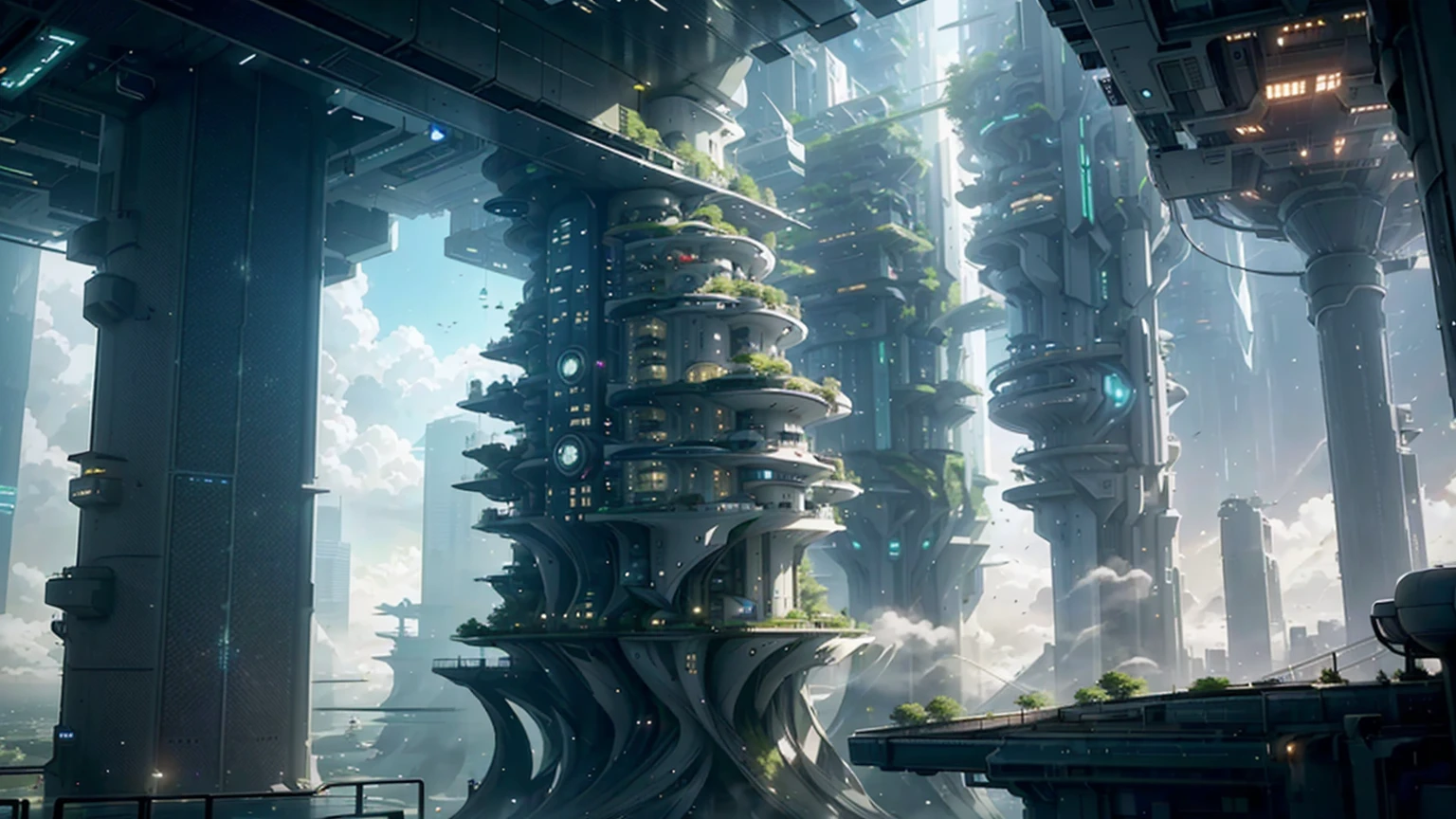(Best quality,4K,8K,A high resolution,Masterpiece:1.2),Ultra-detailed,(Realistic,Photorealistic,photo-realistic:1.37),Futuristic floating city,Futuristic technology,Huge urban high-tech tablet platform,Airship,Floating in the sky,Futuristic city,Small airships around,High-tech hemispherical platform,Colorful lights,Advanced architecture,modernn architecture,skyscrapper,Access the cloud,Scenic beauty,view over city,Impressive design,Blend seamlessly with nature,energetic and vibrant atmosphere,Futuristic transportation system,Parking is suspended,Transparent path,Lush greenery,Sky gardens,cascading waterfalls,Magnificent skyline,reflections on the water,Sparkling river,Architectural innovation,futuristic skyscrapers,Transparent dome,The shape of the building is unusual,Elevated walkway,Impressive skyline,Glowing lights,Futuristic technology,Minimalist design,Scenic spots,Panoramic view,Cloud Piercing Tower,Vibrant colors,epic sunrise,epic sunset,Dazzling light display,magical ambiance,The future city,Urban Utopia,LuxuryLifestyle,Innovative energy,sustainable development,Smart city technology,Advanced infrastructure,Tranquil atmosphere,Nature and technology live in harmony,Awesome cityscape,Unprecedented urban planning,Architecture connects seamlessly with nature,High-tech metropolis,A cutting-edge engineering marvel,The future of urban living,Visionary architectural concept,Energy-efficient buildings,Harmony with the environment,A city floating above the clouds,Utopian dreams become reality,The possibilities are endless,State-of-the-art transportation network,Green energy integration,Innovative materials,Impressive holographic display,Advanced communication system,Breathtaking aerial view,Quiet and peaceful environment,Modernist aesthetics,Ethereal beauty