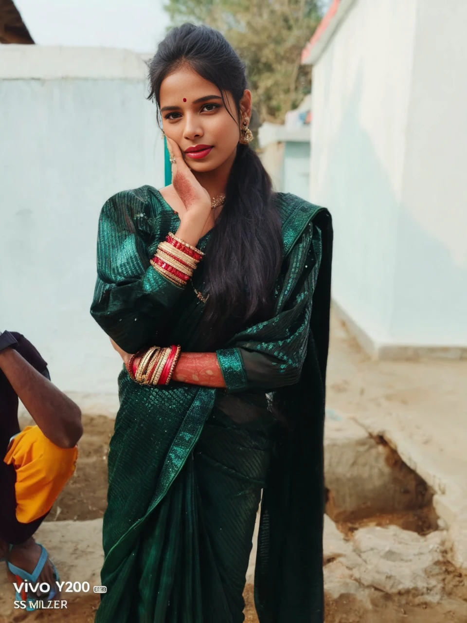 Young Indian girl in stunning saree romantic poses 8k hyperrealstic full detailed