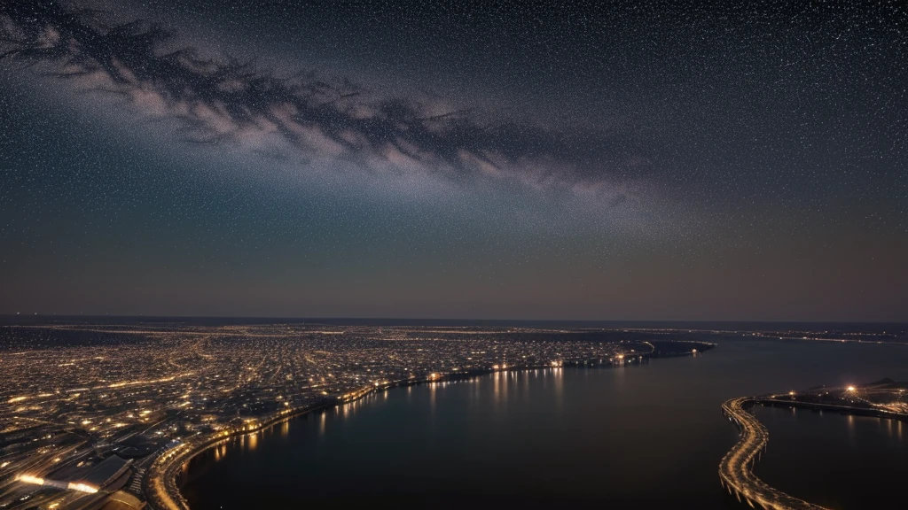 vivid、butterfly、night、Sparkling sea、Ripples、night空、seal、shooting star、Natural clouds、beautiful、high resolution、High delicate、glossy、Texture、Reflective and shiny、Starry Sky、beautiful地平線、glossyな黒色と青色の空