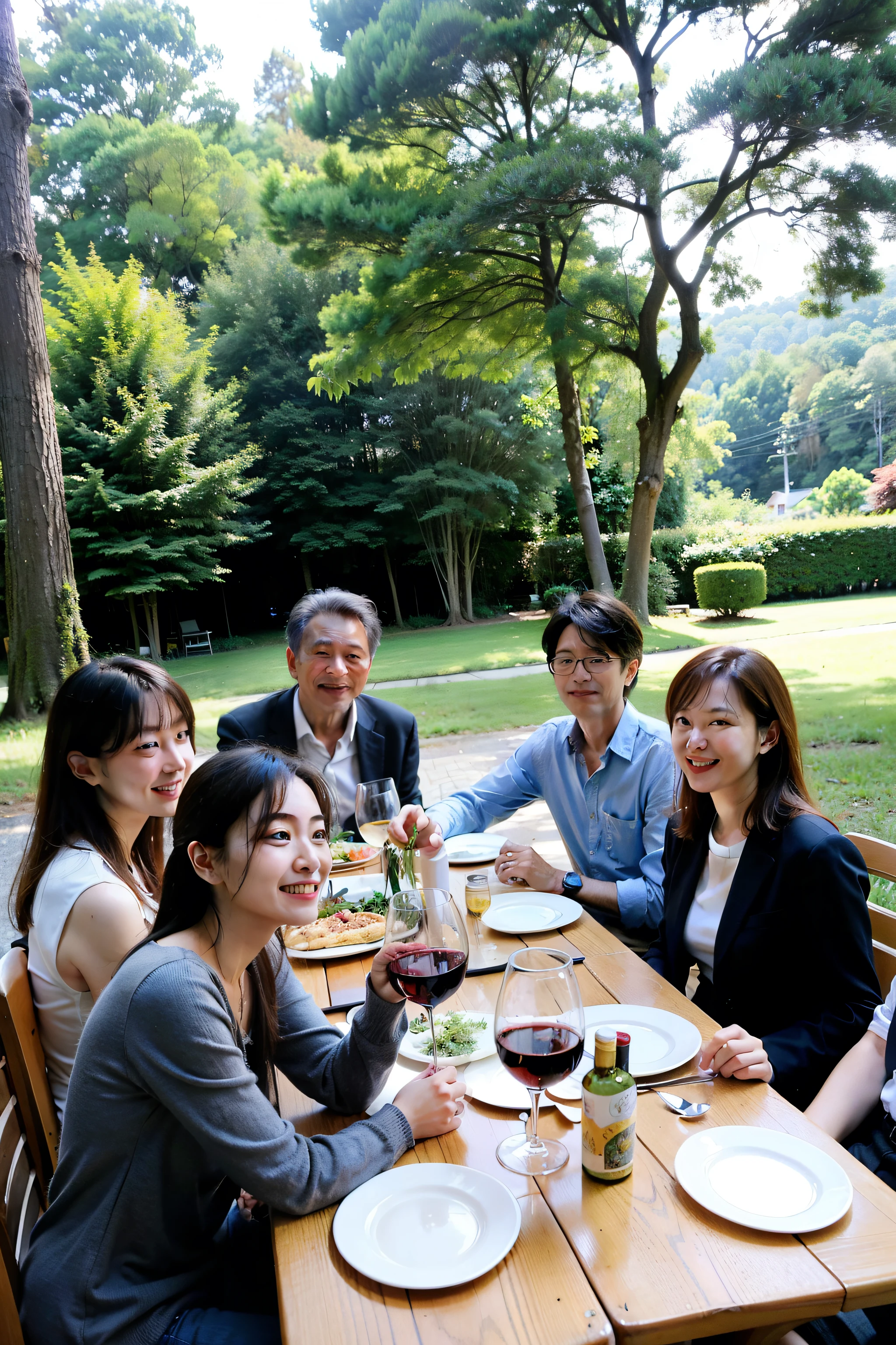 wine，wine glass，reunion，Forest atmosphere，Multi-person reunion wine 