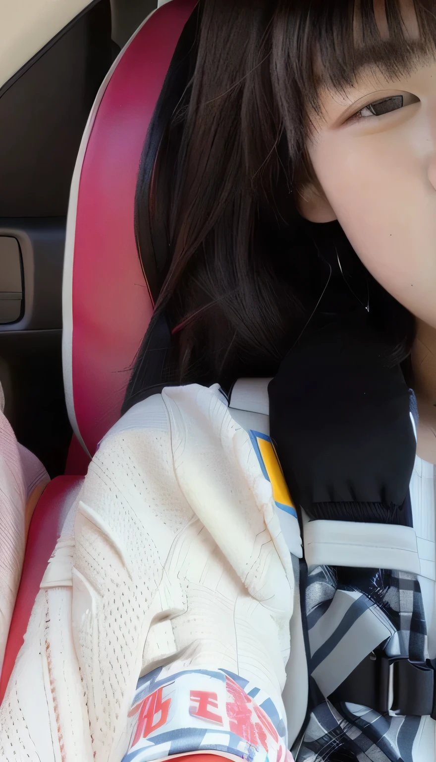 seats High school girls Five-point seat belt photograph Selfie iPhone Camera Back seat of a car