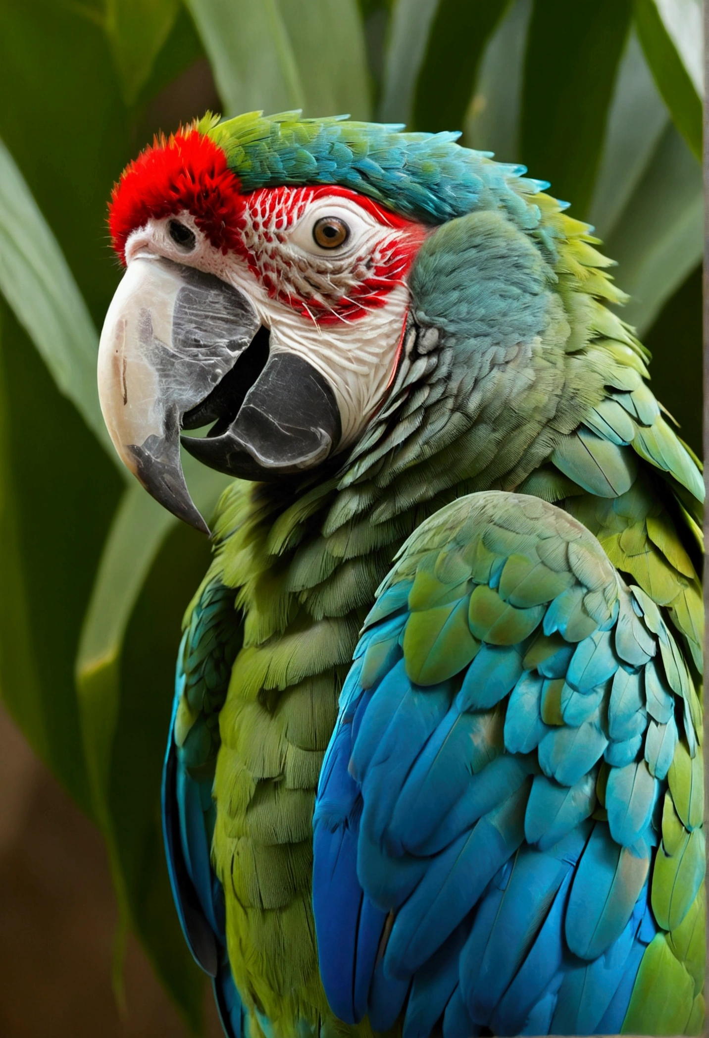 smiling severe macaw