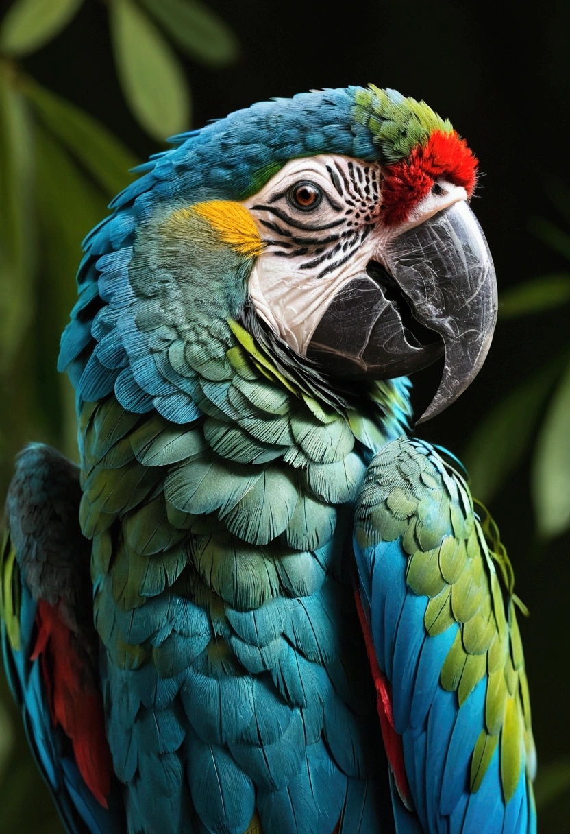 smiling severe macaw