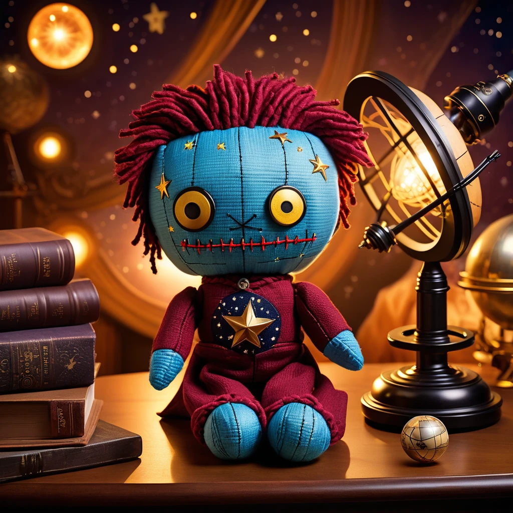 (knitted toy voodoo doll:1.7), (Voodoo Copernicus:1.3), male, (Clothing: Renaissance astronomer attire with celestial patterns:1.0), (Accessories: enchanted telescope emitting a stellar glow, floating celestial globe:1.1), (background: grand observatory with star charts, telescopes, and an atmosphere of astronomical discovery:1.2), best quality, masterpiece, detailed soft oil painting, detailed background, dramatic cinematic lighting, soft edge lighting, professional, dramatic lighting, hard edge lighting, ultra quality, 4k, masterpiece, best quality, 8k, ultra high definition, high resolution, extremely detailed