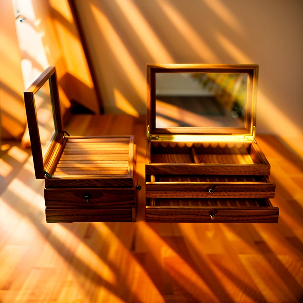 In this cozy room,A ray of sunlight shone on the table through the half-drawn curtains,Let the wood grain on the watch storage case shine with a faint sheen。There is a calm and serene atmosphere in the surrounding air。Several still lifes hang on the walls of the room,It adds a touch of elegance to the space。And on the other side of the room,A half-open window lets the breeze blow in,The pages on the small desk by the window flipped in the wind,This quiet scene gives a sense of tranquility and comfort。