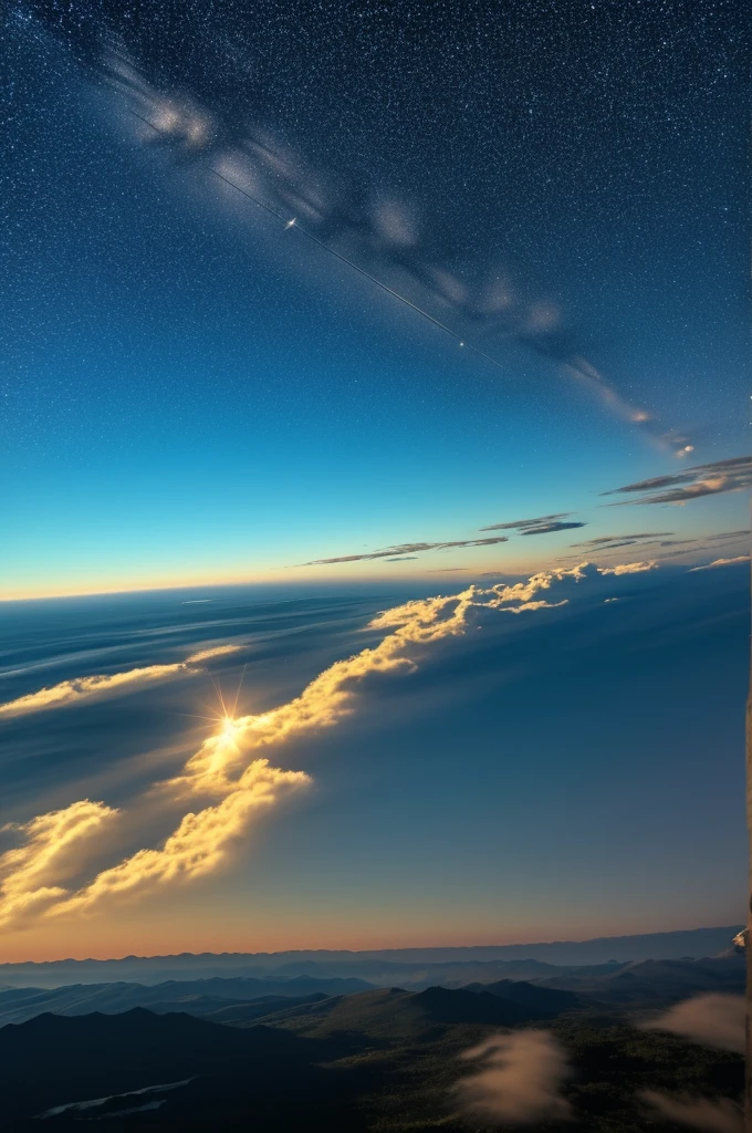 high resolution、High Precision、vivid、butterfly、Night view、Sparkling sea、Wave、Big night sky、shooting star、Natural clouds、beautiful、high resolution、High delicate、glossy、Texture、reflection、Starry Sky、beautiful地平線、glossyな深い黒と青色、Overlooking the sea from the mountain、Reality、hope