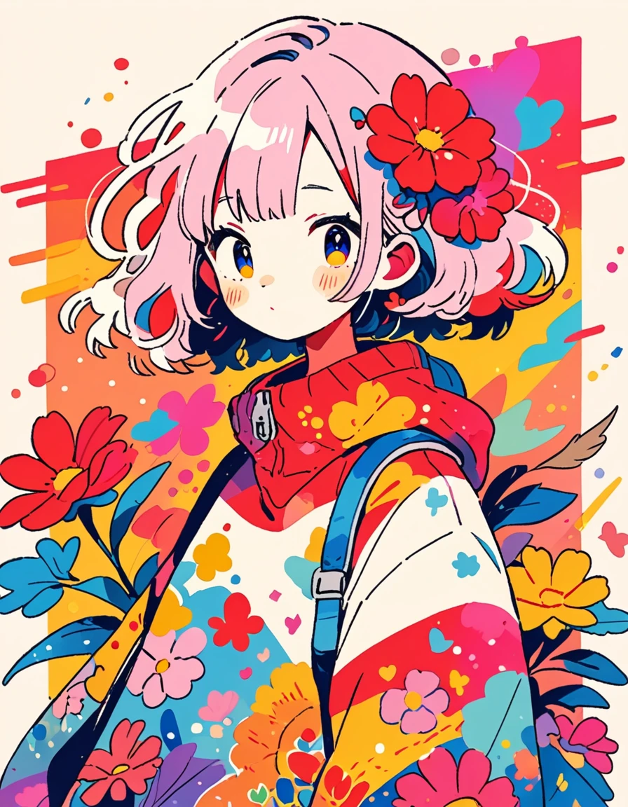 finely detailed illustration, best quality, masterpiece, vibrant color, Micho style、(((stylishなファッション))), 8K quality、Intense watercolor, detailedな水彩アート, Watercolor splash, Surreal, Avant-garde pop art, Beautiful and expressive paintings, Beautiful artwork illustration, Very colorful tones, wonderful, Cool Beauty, Highest quality、Official Art, Vector art, stylish design, (((The most beautiful girl))), cowboyshot, (((Highest quality))), High resolution, ((detailed)), (((Doodle Art)), ((masterpiece)), ((Super detailed)), (((Colorful flowers))),(((stylish)))