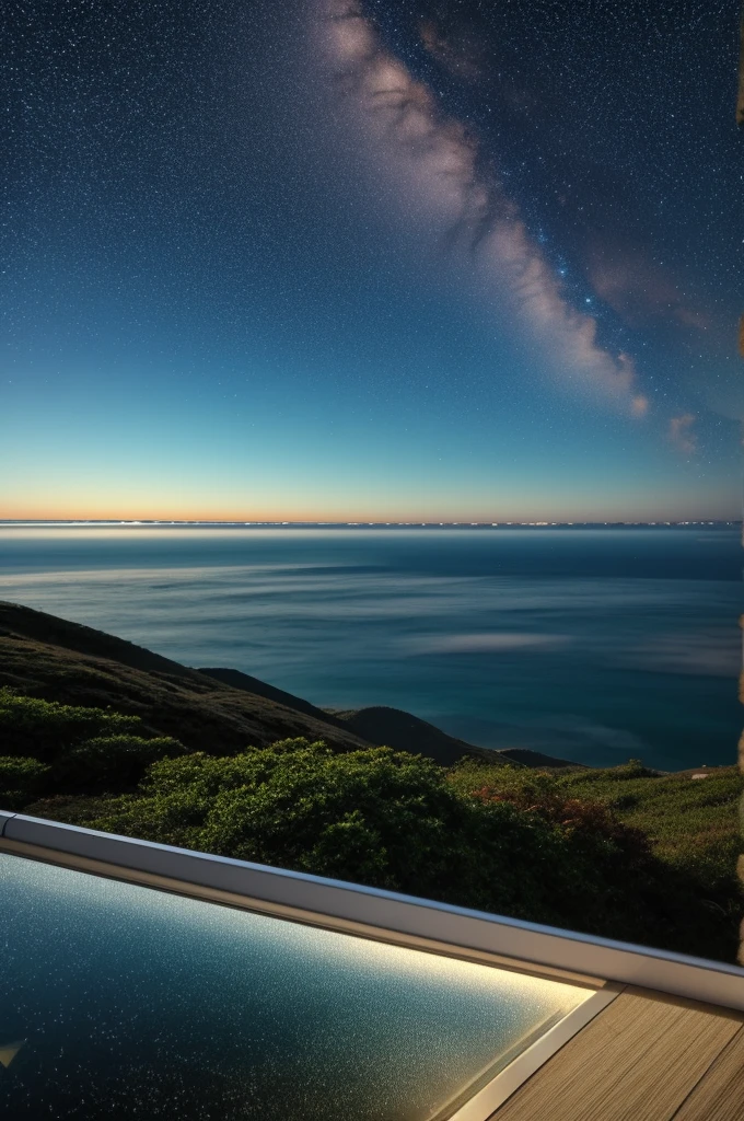 high resolution、High Precision、vivid、butterfly、Night view、Sparkling sea、Wave、Big night sky、shooting star、Natural clouds、beautiful、high resolution、High delicate、glossy、Texture、reflection、Starry Sky、beautiful地平線、glossyな深い黒と青色、Overlooking the sea from the mountain、Reality、Silence、beauty、