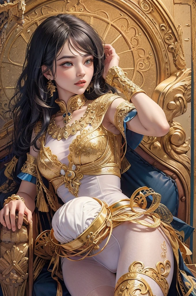 (masterpiece, top quality, best quality, official art, beautiful and aesthetic:1.2), (1girl), extreme detailed,colorful,highest detailed, official art, unity 8k wallpaper, ultra detailed, beautiful and aesthetic, beautiful, masterpiece, best quality, (zentangle, mandala, tangle, entangle) ,holy light,gold foil,gold leaf art,glitter drawing, PerfectNwsjMajic