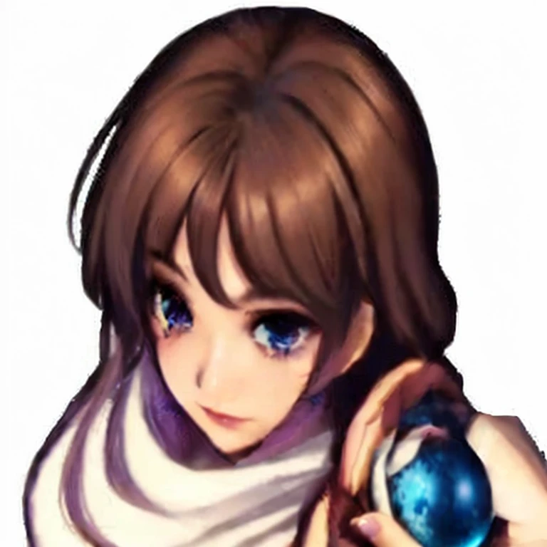 Close-up of a person holding a blue ball in his hand, portrait Zodiac Knight Girl, Vivid RPG Portraits, zenra Taliyah, Taliyah, Final Fantasy Tactics characters, youthful Taliyah, Female protagonist, Natalie in an epic battle fantasy, Zodiac Knight Girl, Kusanagi, JRPG Characters, Anime female headshot profile, portrait knight woman