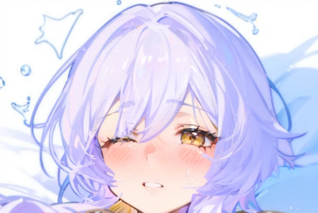 A 17-year-old girl,Flowing milky white and lavender gradient long hair,Lilac pupils