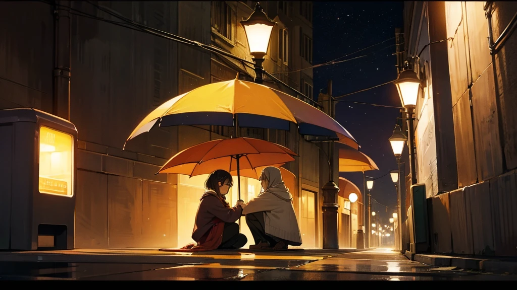 Huddled under the streetlight